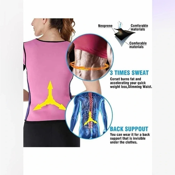 Hebezn Sauna T Shirts Sweat Suit Body Shaper Workout Pink Purple Size 3XL - Picture 2 of 12